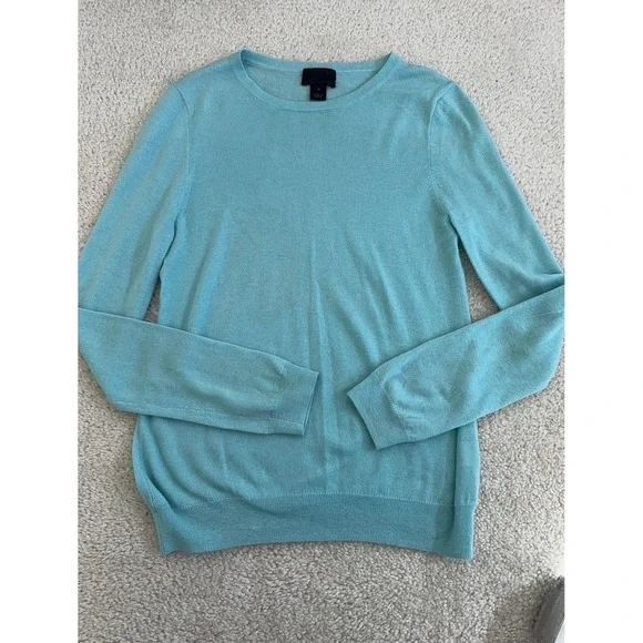 J. Crew Collection Italian Cashmere Teal Sweater Small Long Sleeve Pullover - Picture 4 of 10